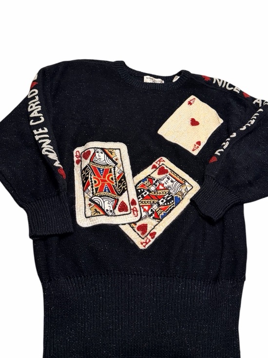 Vintage Sweaters - Vintage Black Playing Card Sweater